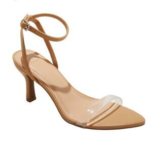 A New Day Morrigan Nude Ankle Strap Heels Single Band Size 8.5 NWOT Minimalist